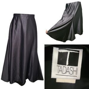 Tadashi Shoji Fishtail Maxi Skirt Womens 12 Black Taffeta Elegant Formal Vintage